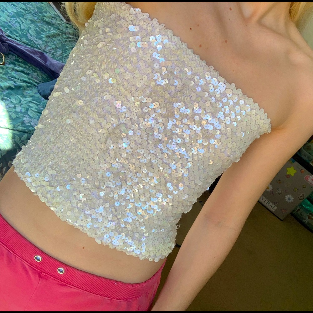Vintage Caché Sequin Tube Top